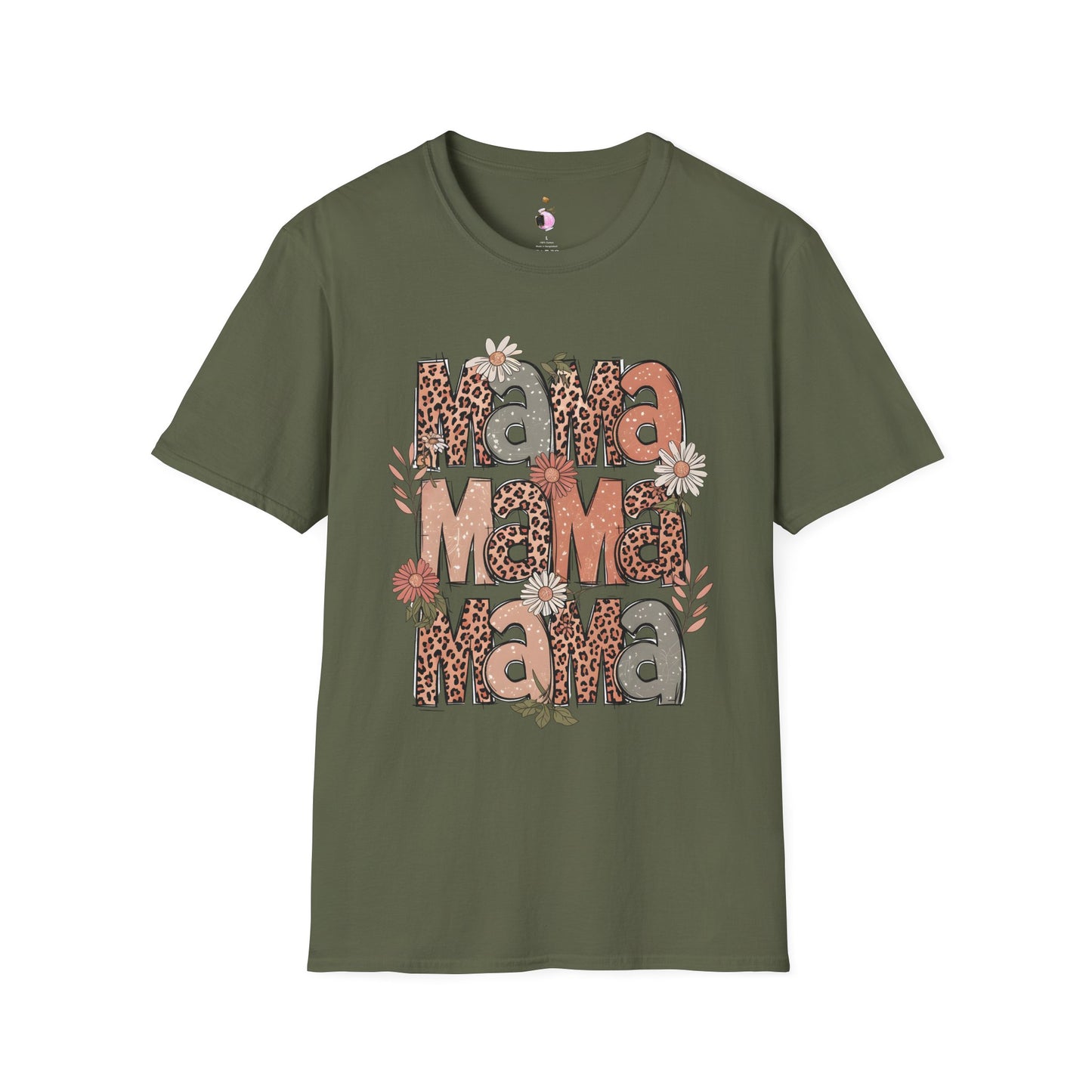 Mama Leopard Floral - Unisex Softstyle T-Shirt