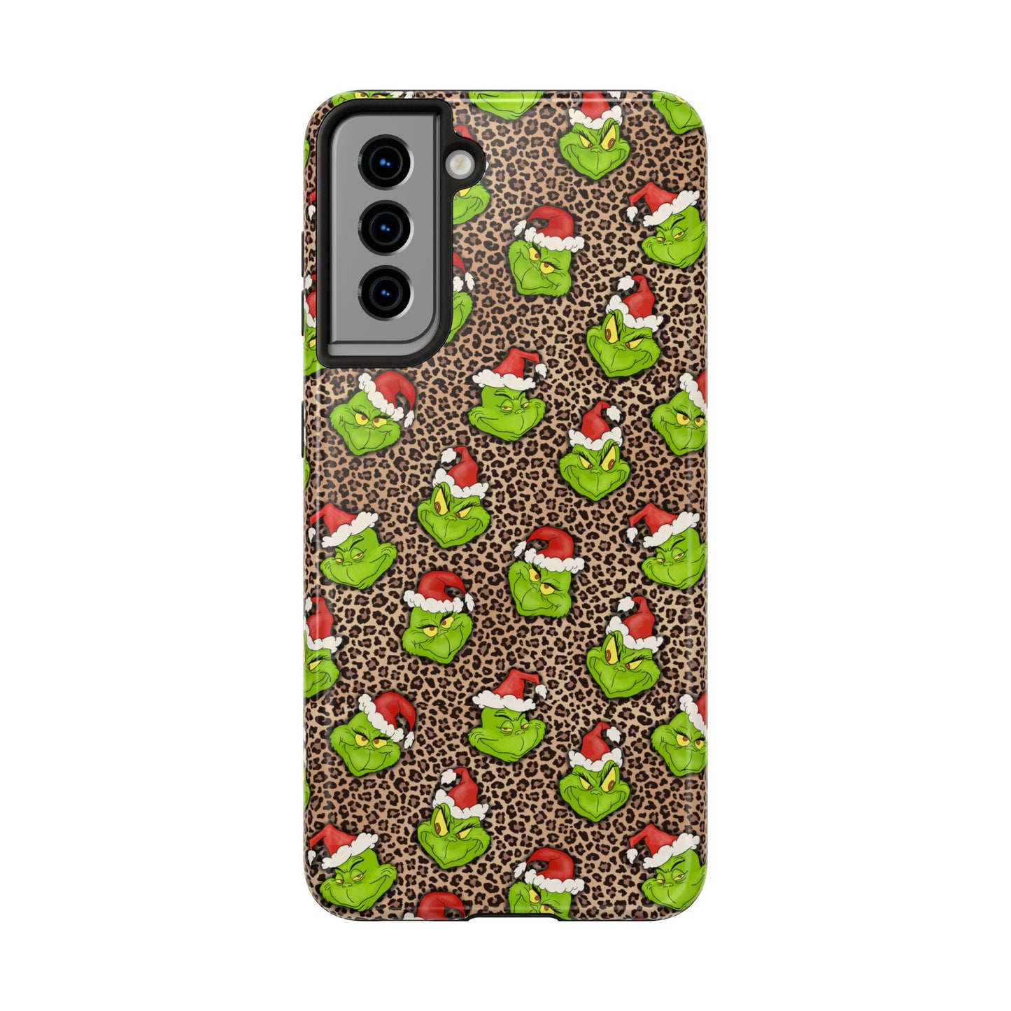 Leopard Print Green Christmas Grouch -  Tough Phone Cases