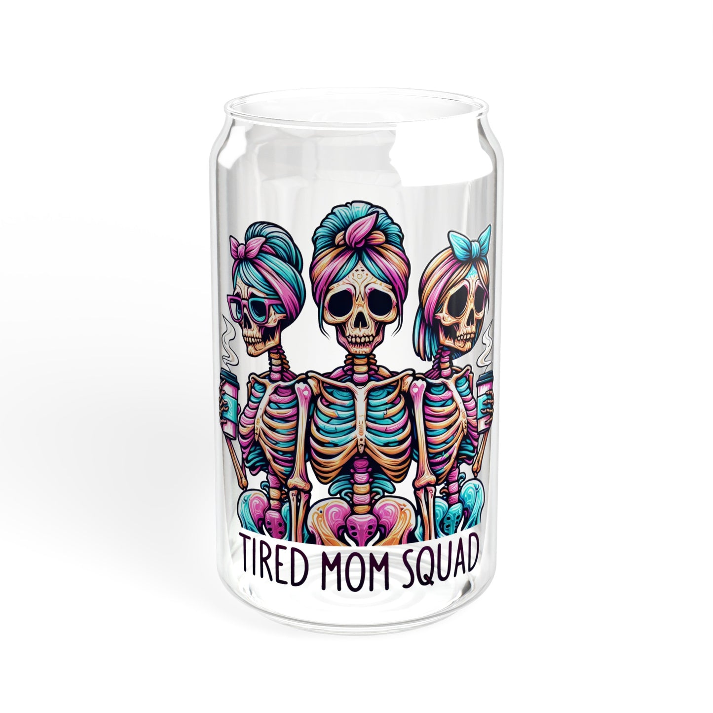 Tired Mom Squad - Sipper Glass, 16oz