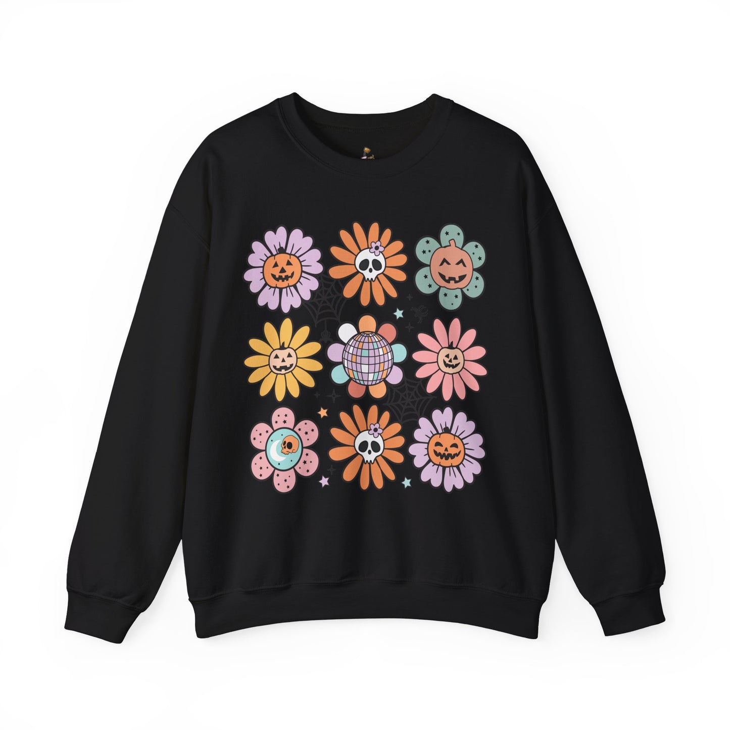 Retro Halloween Flowers - Unisex Heavy Blend™ Crewneck Sweatshirt