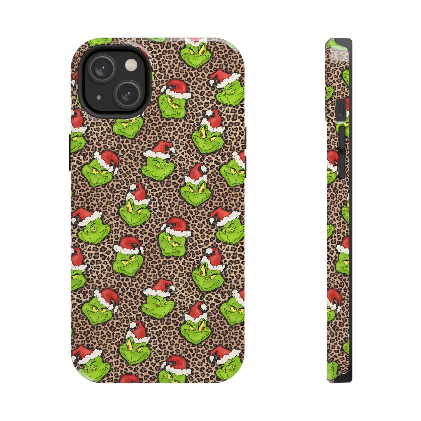 Leopard Print Green Christmas Grouch -  Tough Phone Cases