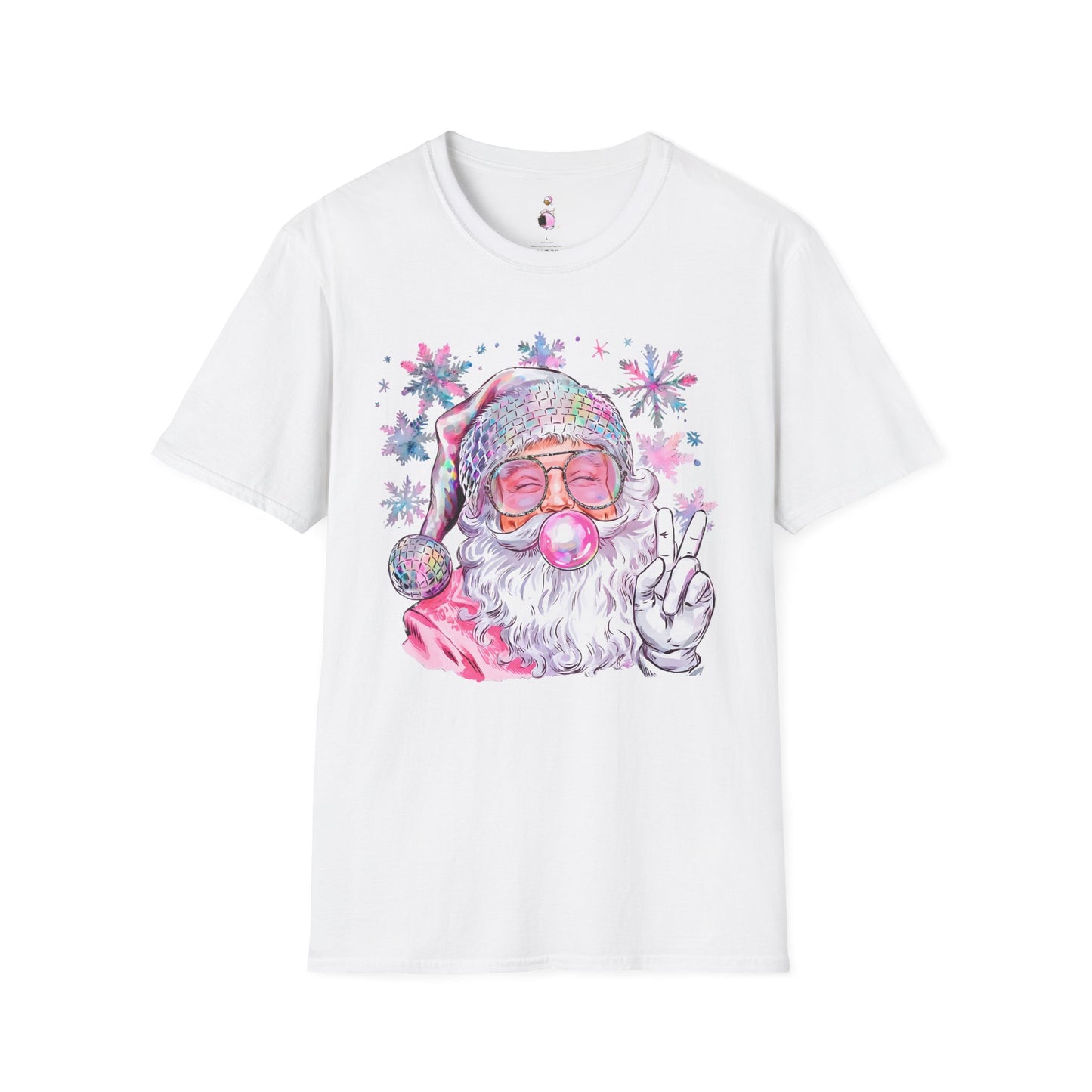 Pink Peace Sign Santa - Softstyle T-Shirt