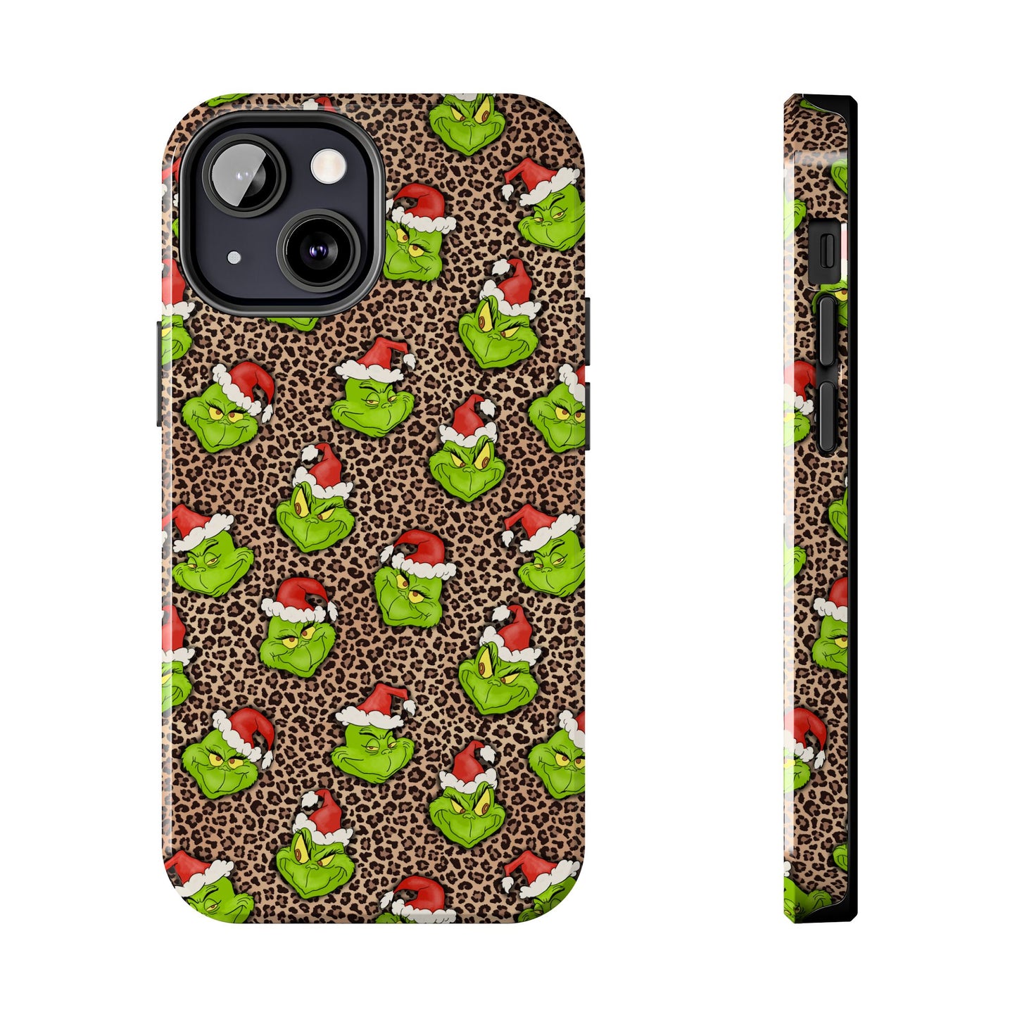 Leopard Print Green Christmas Grouch -  Tough Phone Cases