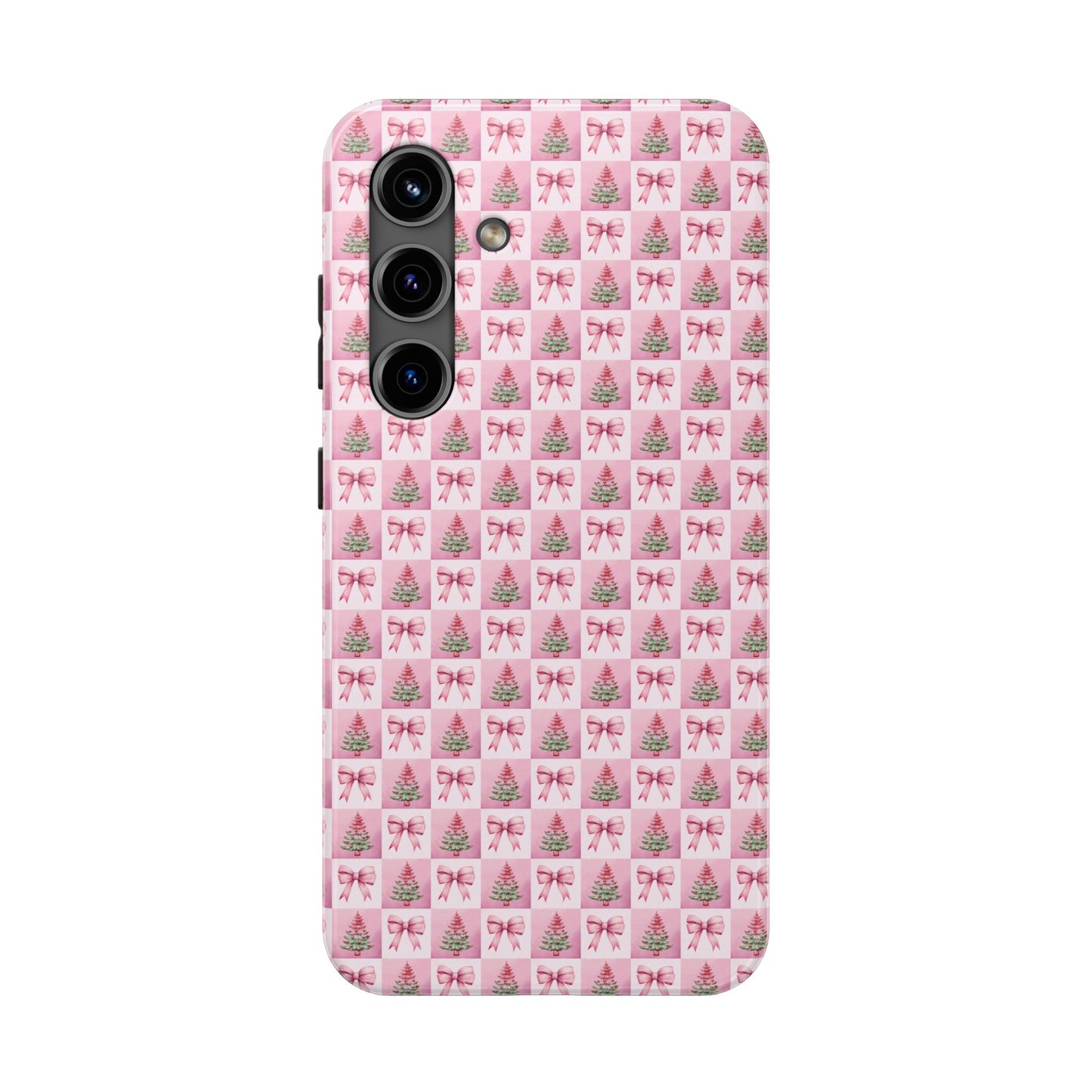 Pink Christmas Checkered -  Tough Phone Cases