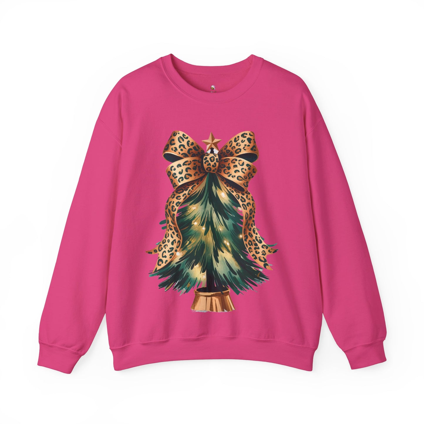 Cheetah Print Christmas Tree - Coquette - Crewneck Christmas Sweatshirt