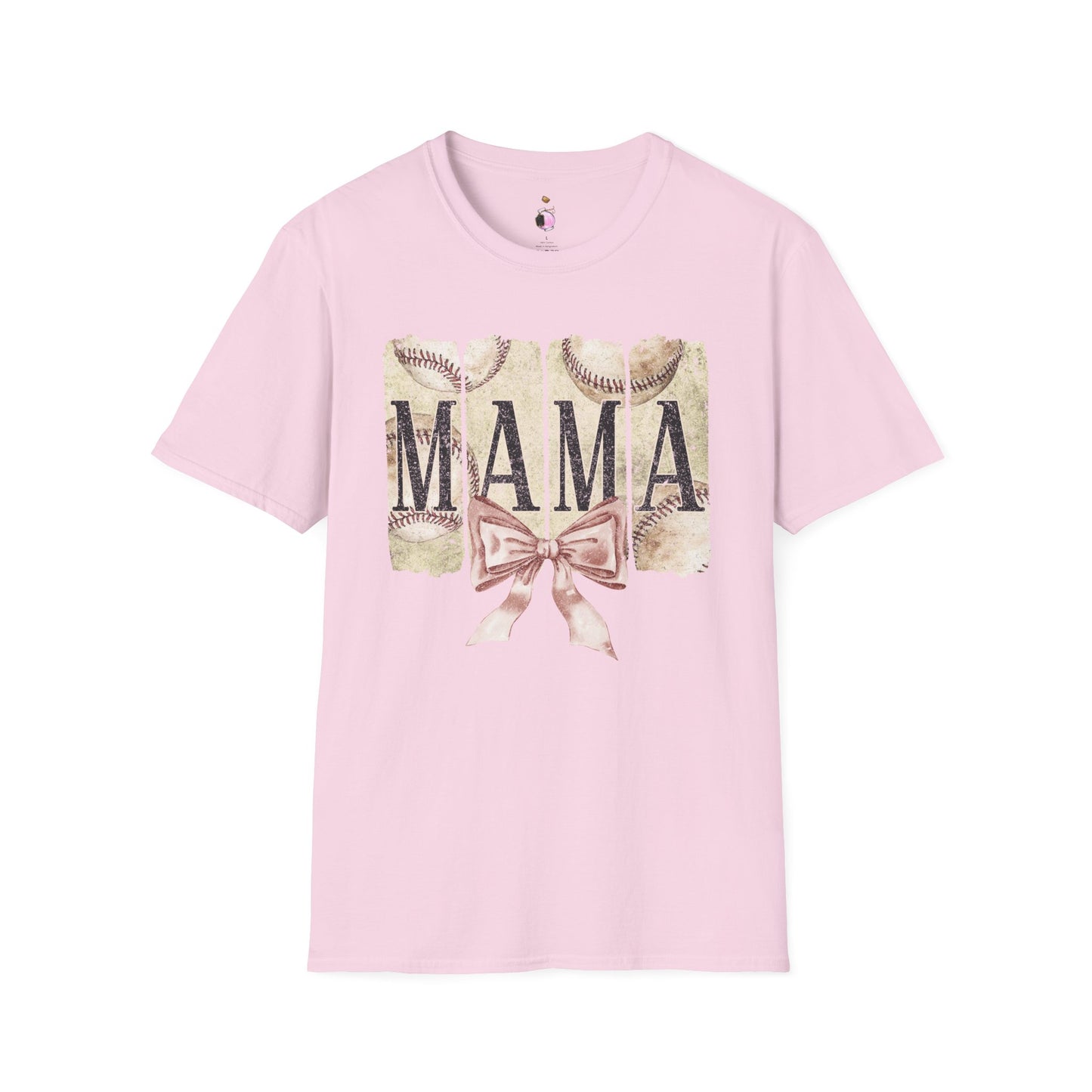 Baseball Mama Bow - Unisex Softstyle T-Shirt