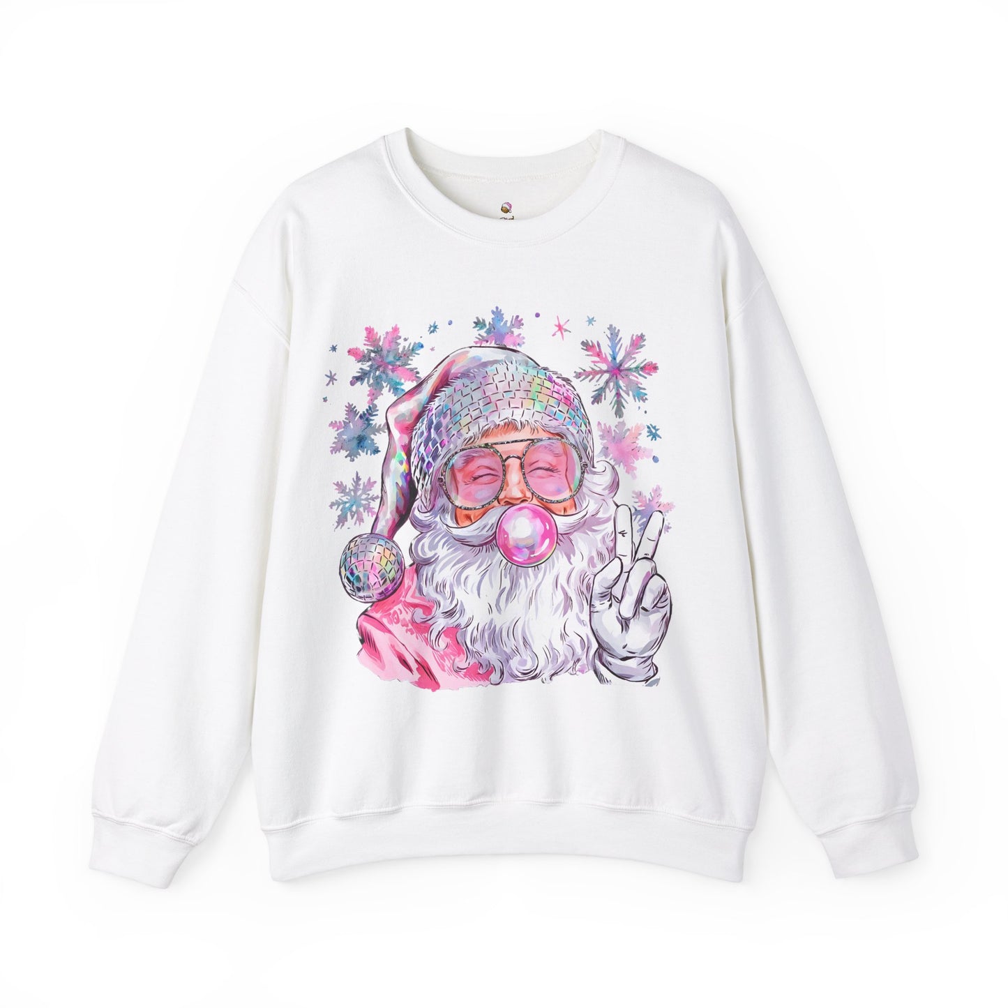 Pink Peace Sign Santa Crewneck Christmas Sweatshirt