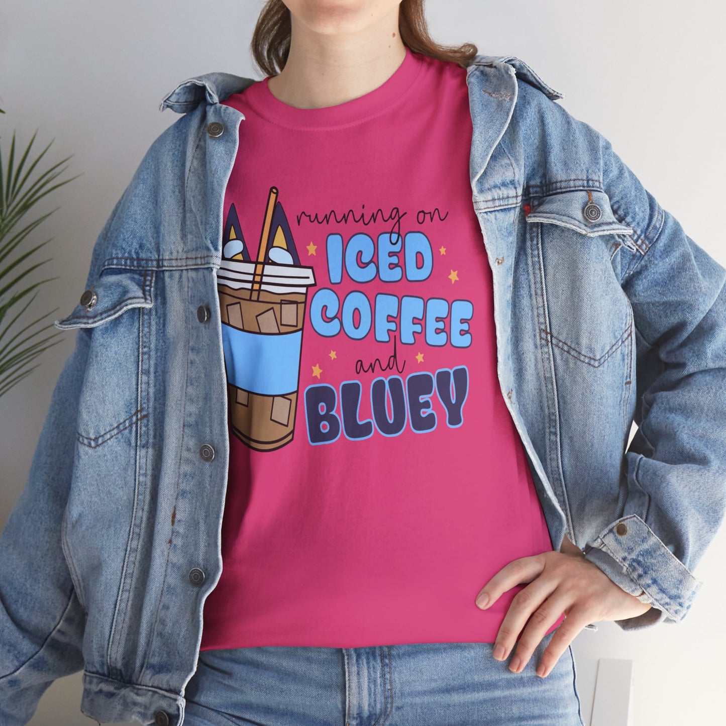 Running On Bluey and Iced Coffee  - Unisex Heavy Cotton Tee