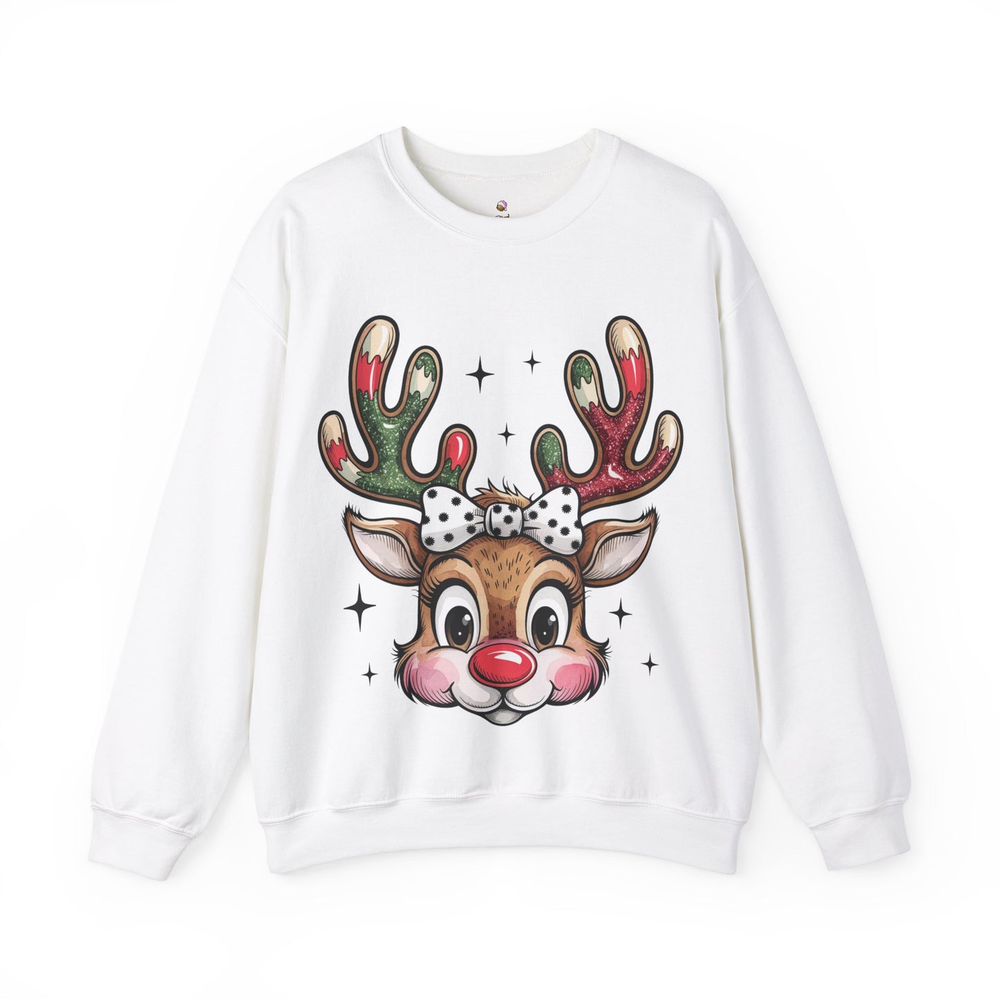 Rosy Cheeked Reindeer - Crewneck Christmas Sweatshirt