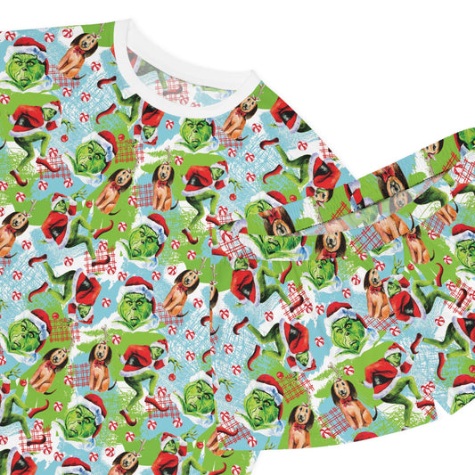 Green Christmas Grouch - Women's Short Pajama Set