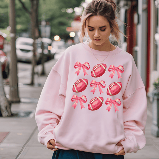 Pink Footballs and Bows Coquette Sweatshirt