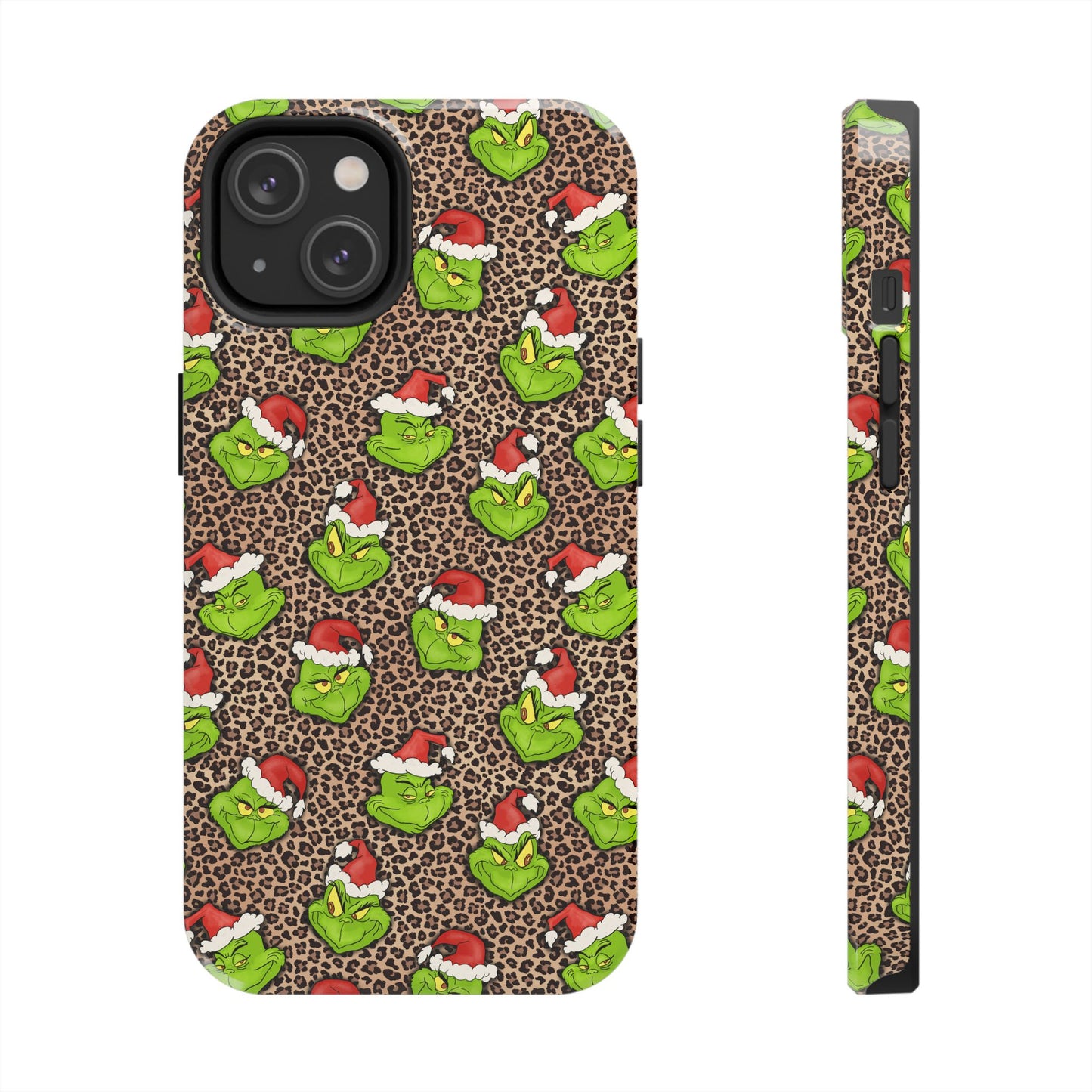 Leopard Print Green Christmas Grouch -  Tough Phone Cases