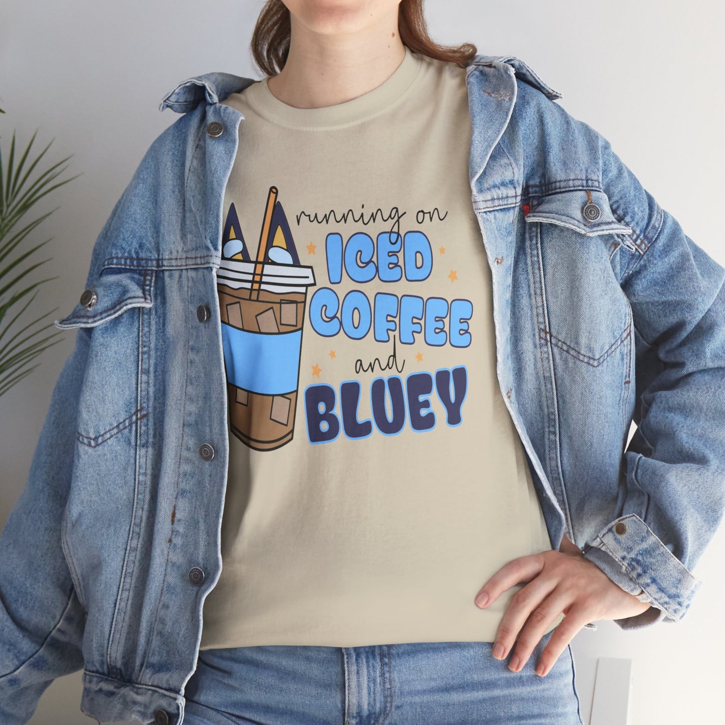 Running On Bluey and Iced Coffee  - Unisex Heavy Cotton Tee