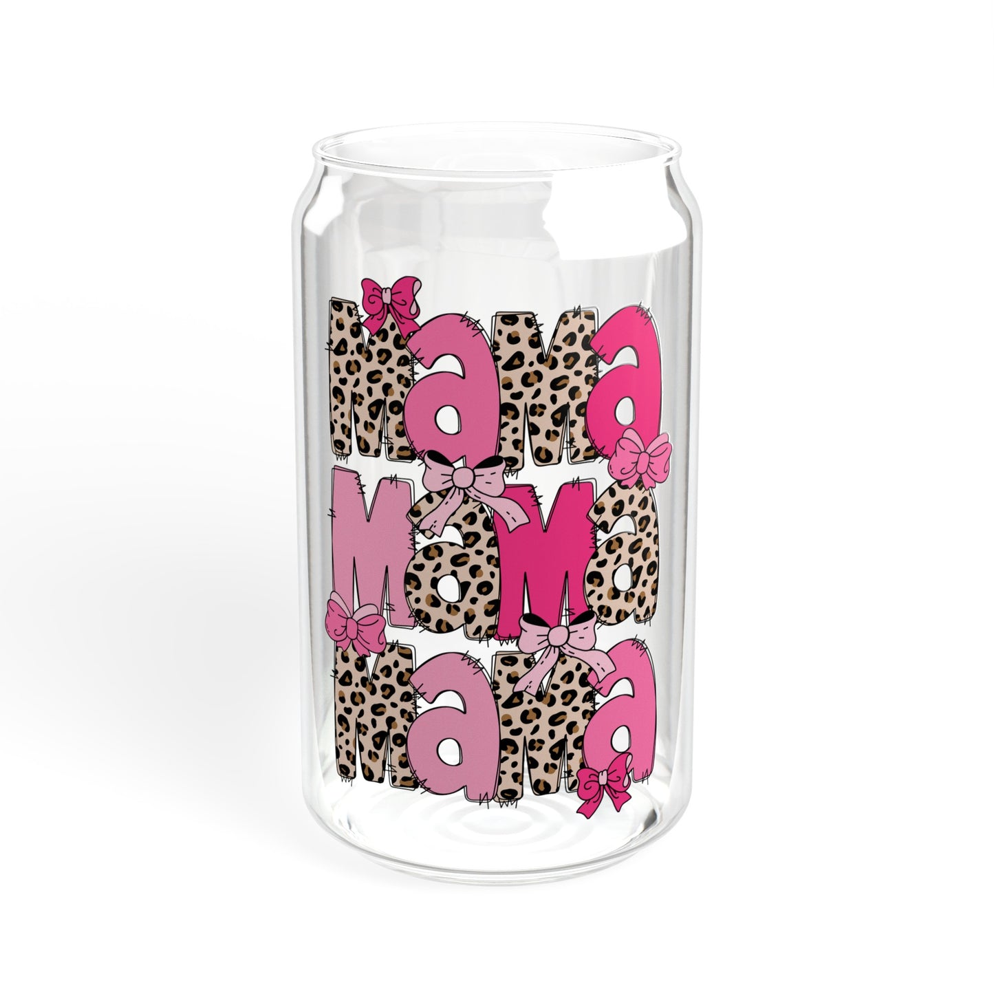 Pink Leopard Mama  - Sipper Glass, 16oz