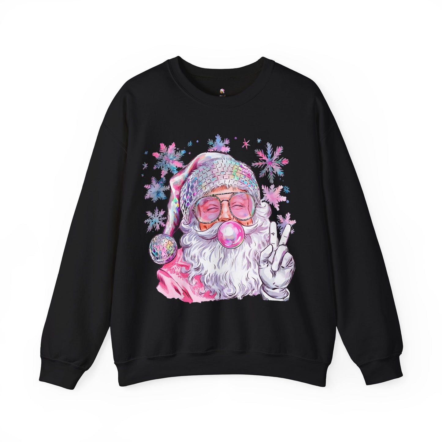 Pink Peace Sign Santa Crewneck Christmas Sweatshirt