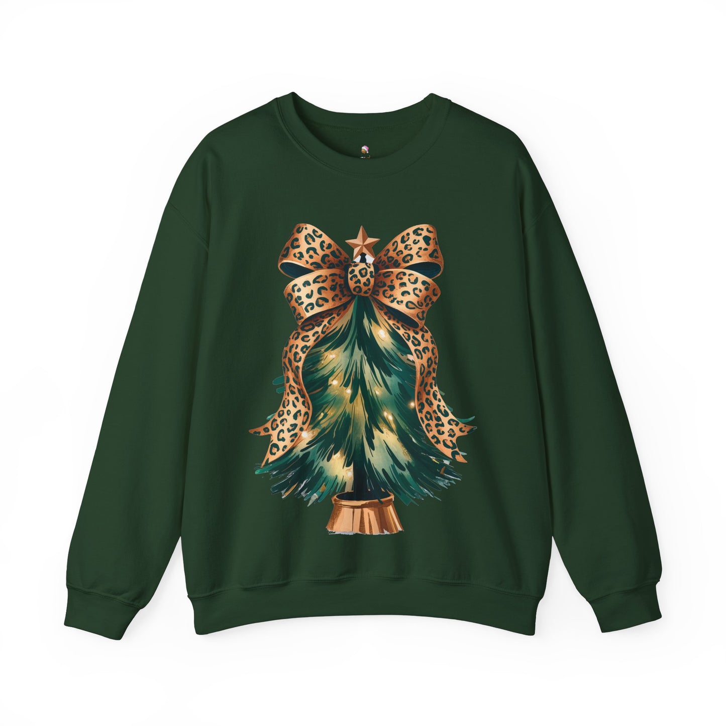 Cheetah Print Christmas Tree - Coquette - Crewneck Christmas Sweatshirt