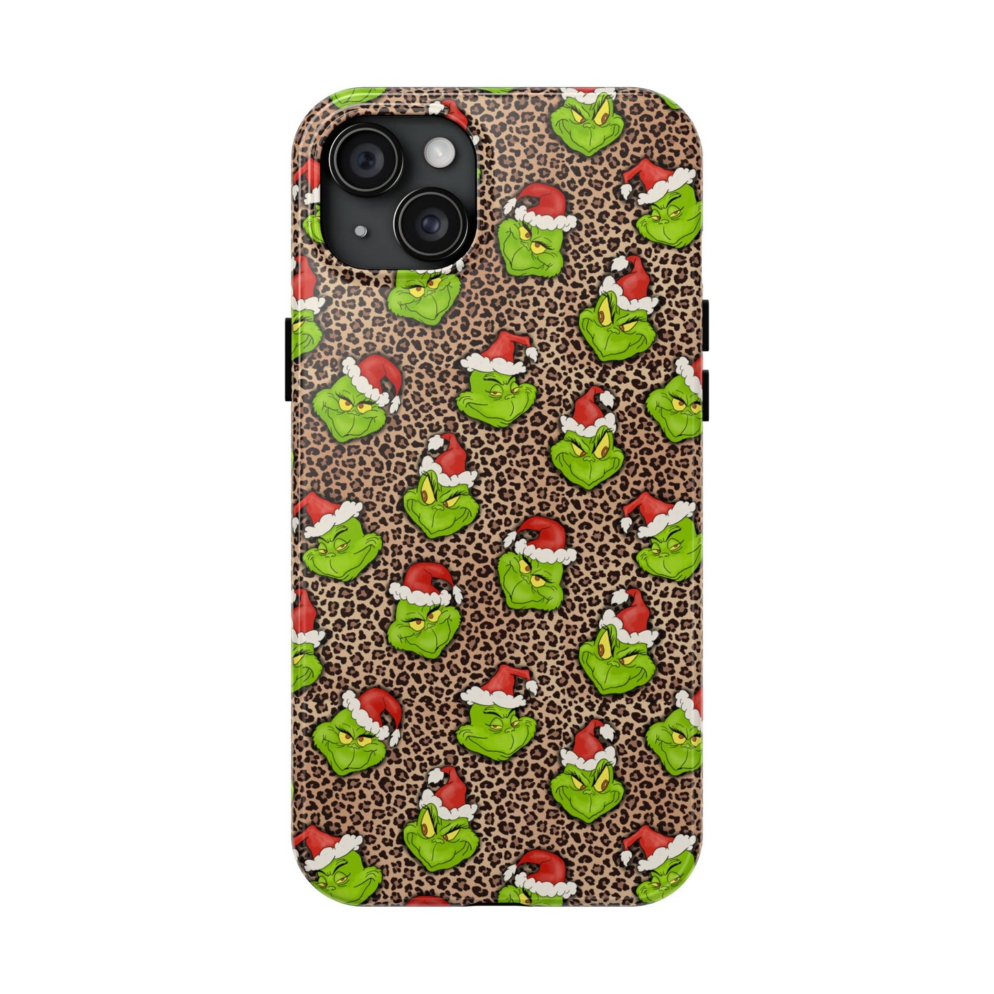 Leopard Print Green Christmas Grouch -  Tough Phone Cases