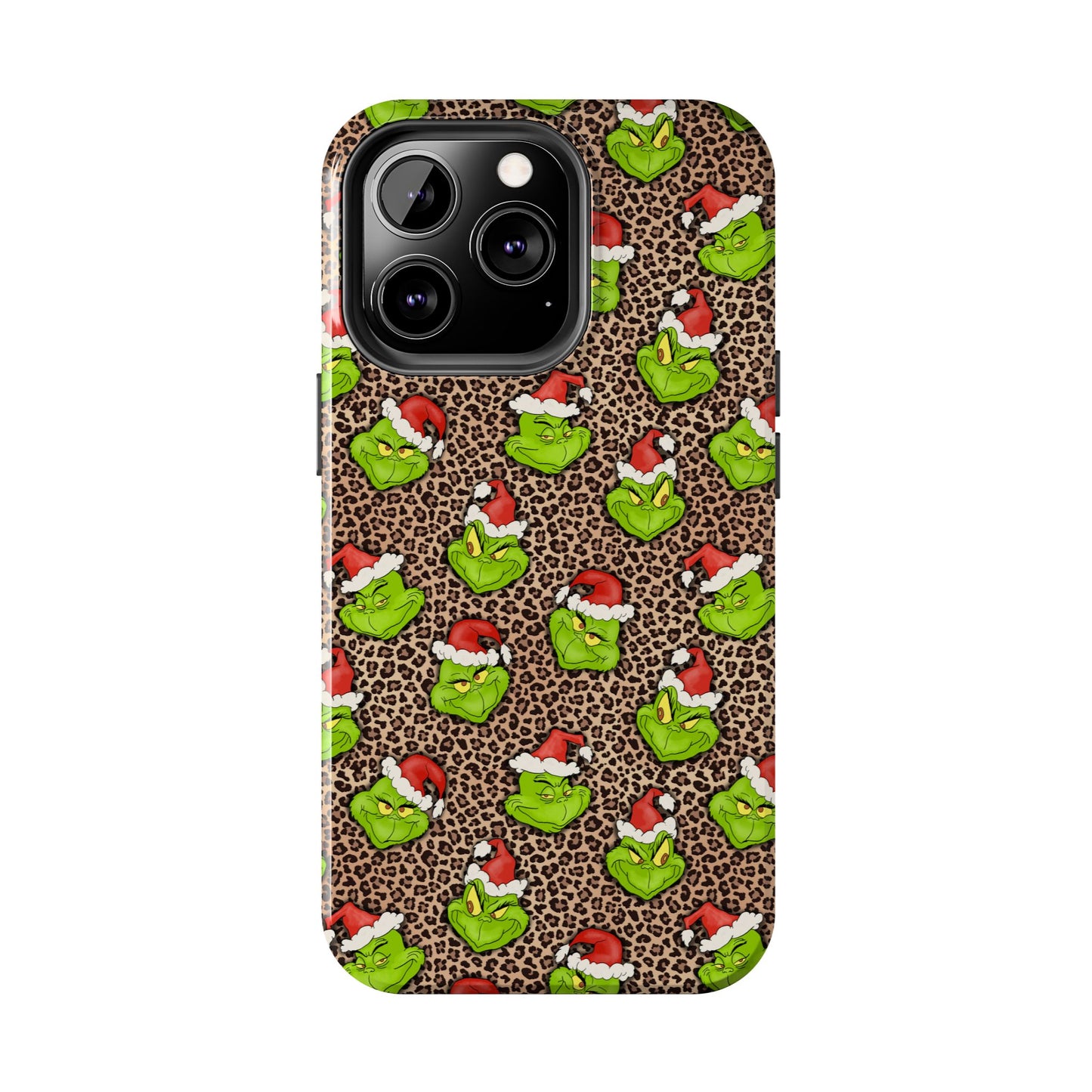 Leopard Print Green Christmas Grouch -  Tough Phone Cases