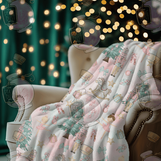 Pink Nutcracker - Plush Christmas Blanket