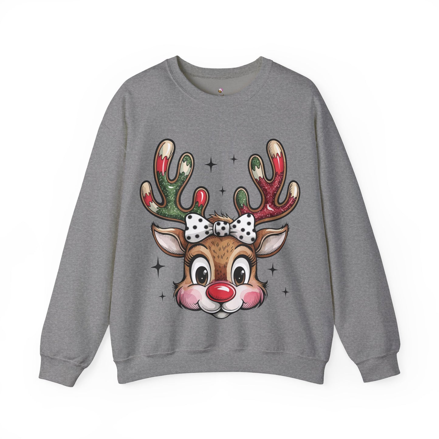 Rosy Cheeked Reindeer - Crewneck Christmas Sweatshirt