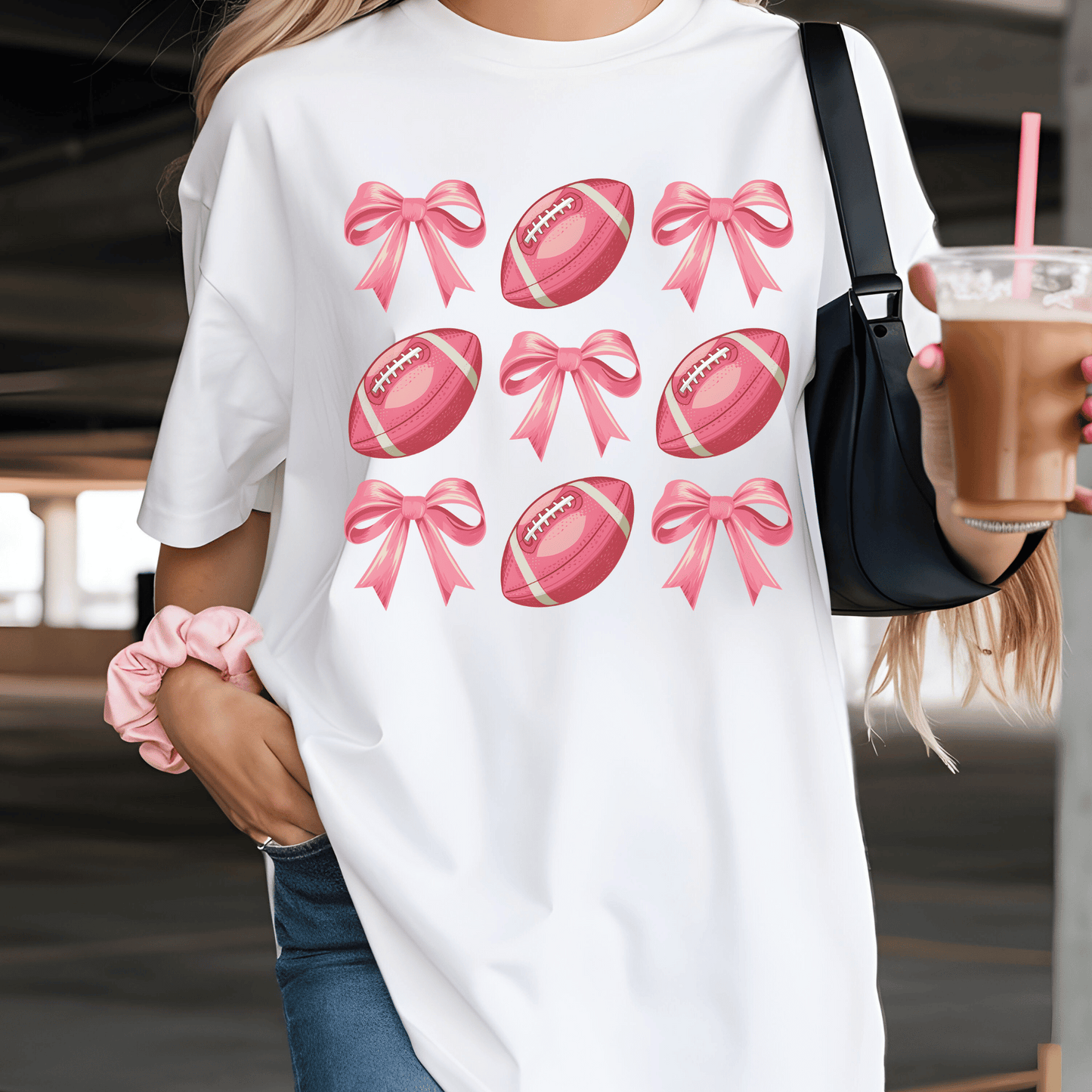 Pink Footballs and Bows Coquette Shirt