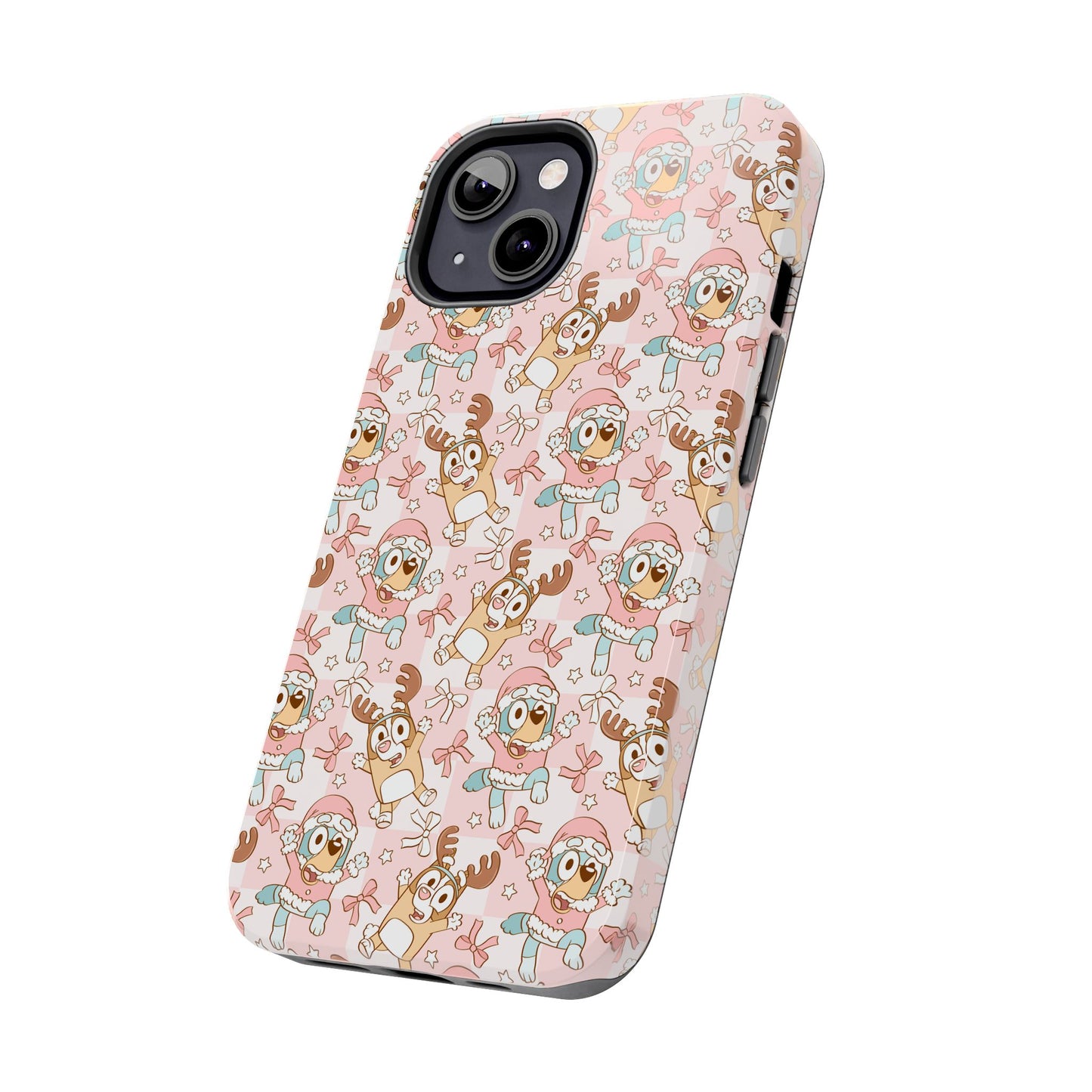 Blue Dog Pink Christmas  -  Tough Phone Cases