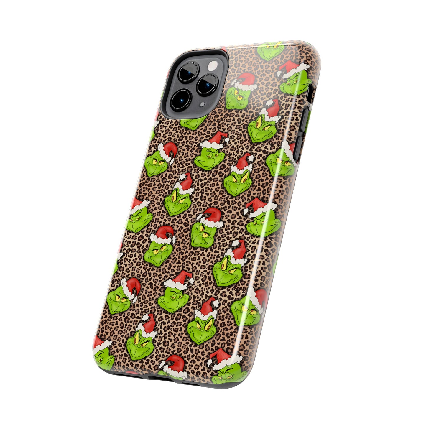 Leopard Print Green Christmas Grouch -  Tough Phone Cases