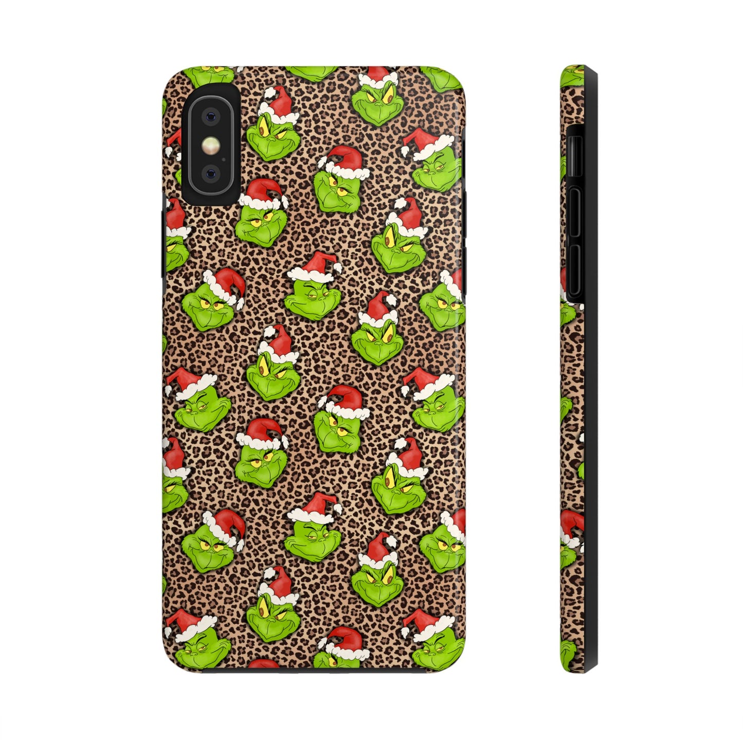 Leopard Print Green Christmas Grouch -  Tough Phone Cases