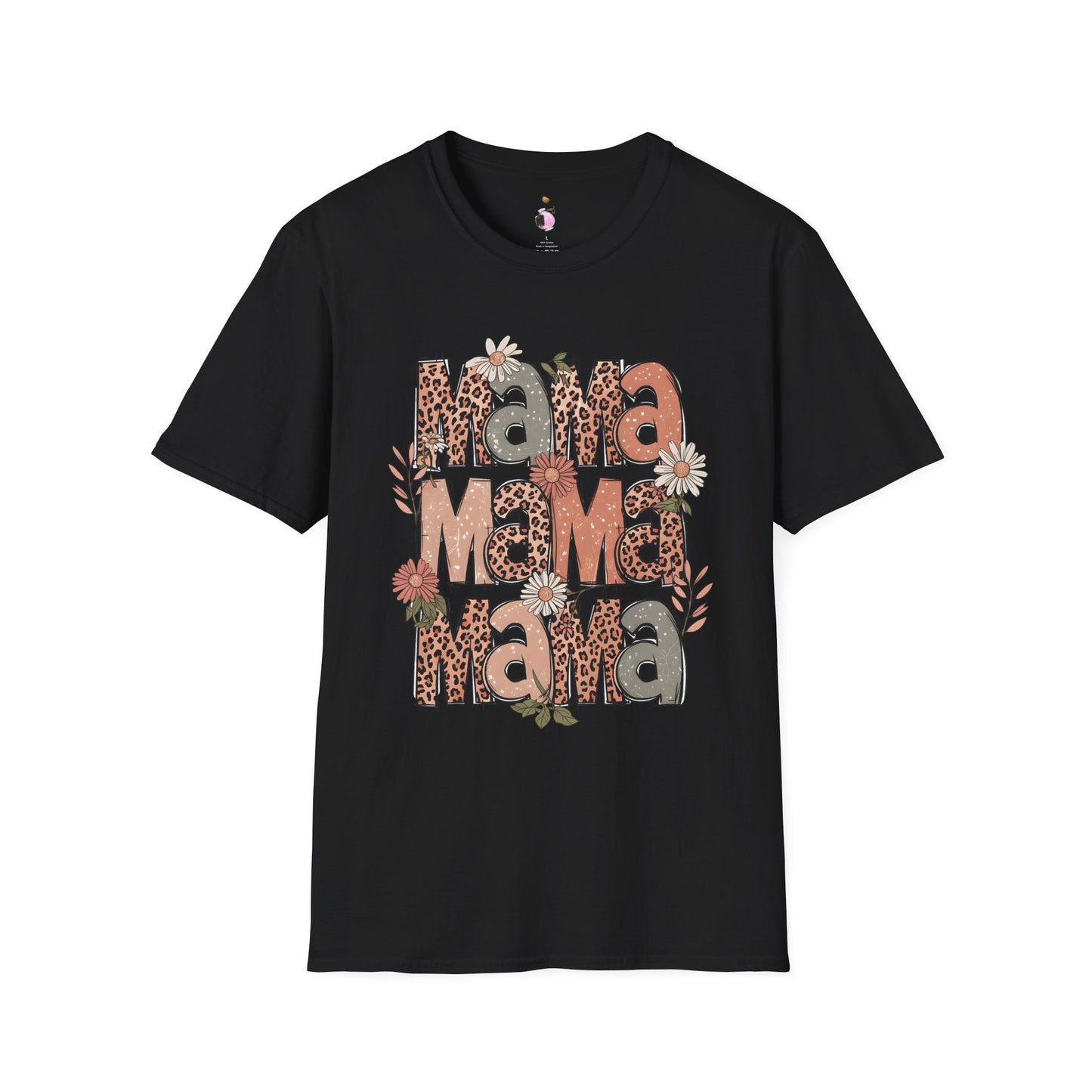 Mama Leopard Floral - Unisex Softstyle T-Shirt