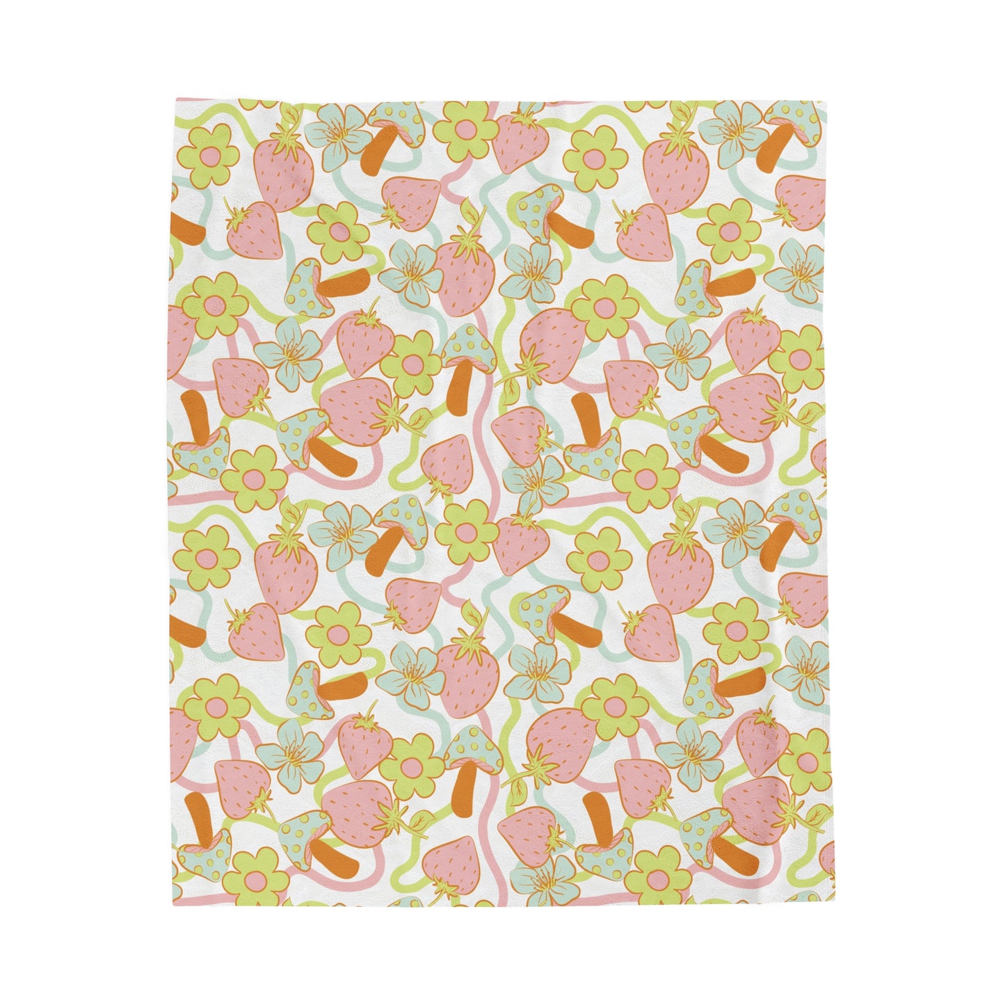 Strawberry Mushroom Groove - Plush Blanket