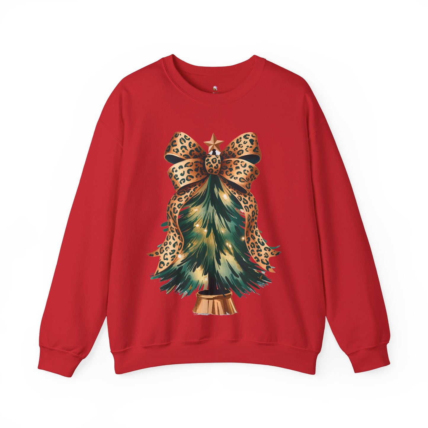 Cheetah Print Christmas Tree - Coquette - Crewneck Christmas Sweatshirt