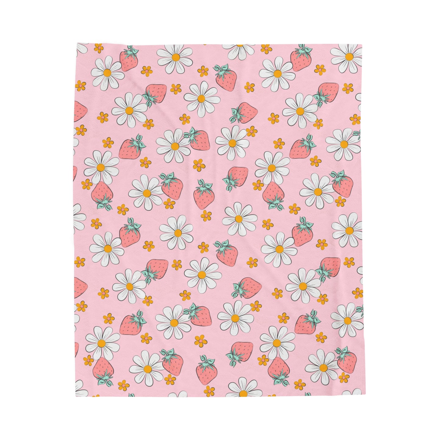 Strawberries and Daisies  - Plush Blanket