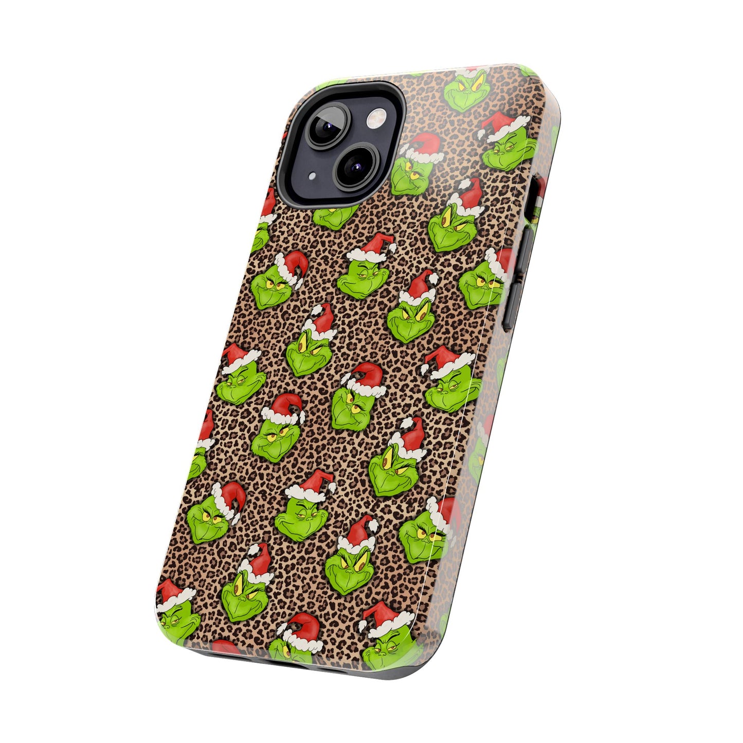 Leopard Print Green Christmas Grouch -  Tough Phone Cases