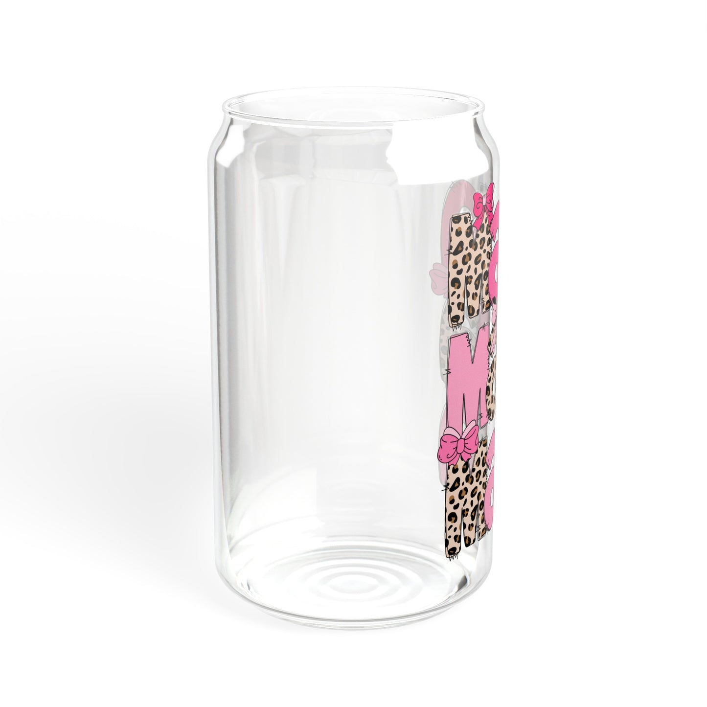 Pink Leopard Mama  - Sipper Glass, 16oz