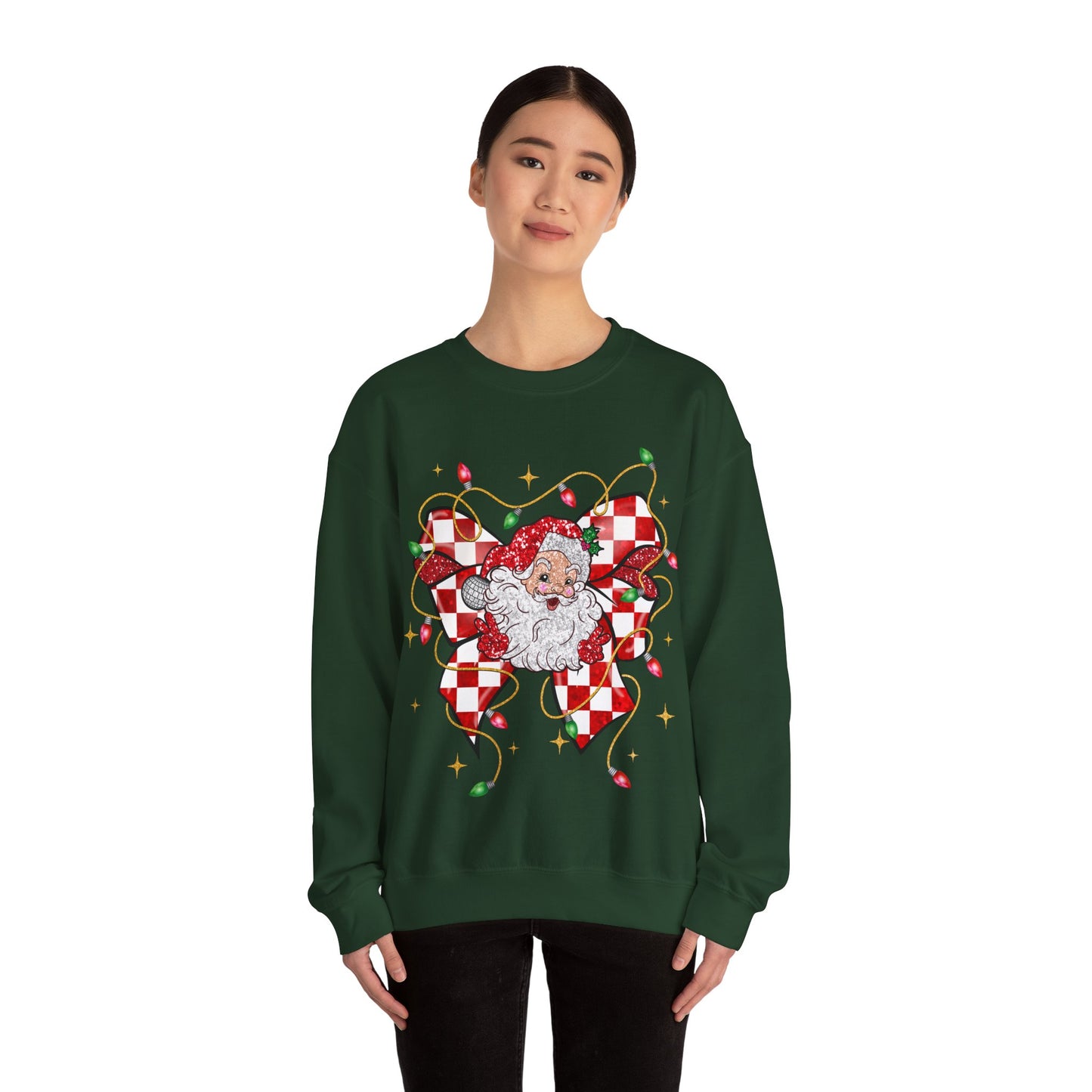 Checkered Santa Coquette Christmas Sweatshirt