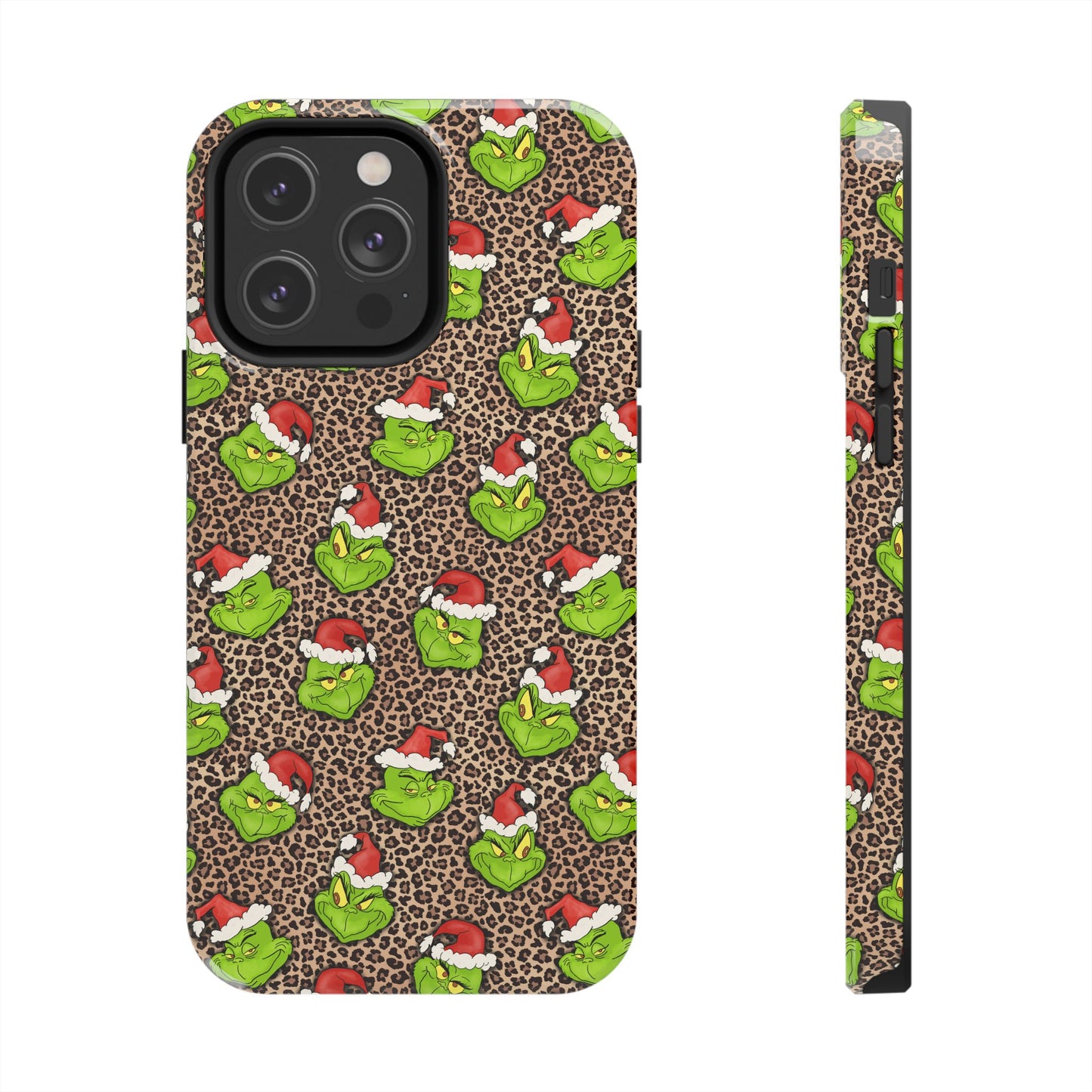 Leopard Print Green Christmas Grouch -  Tough Phone Cases