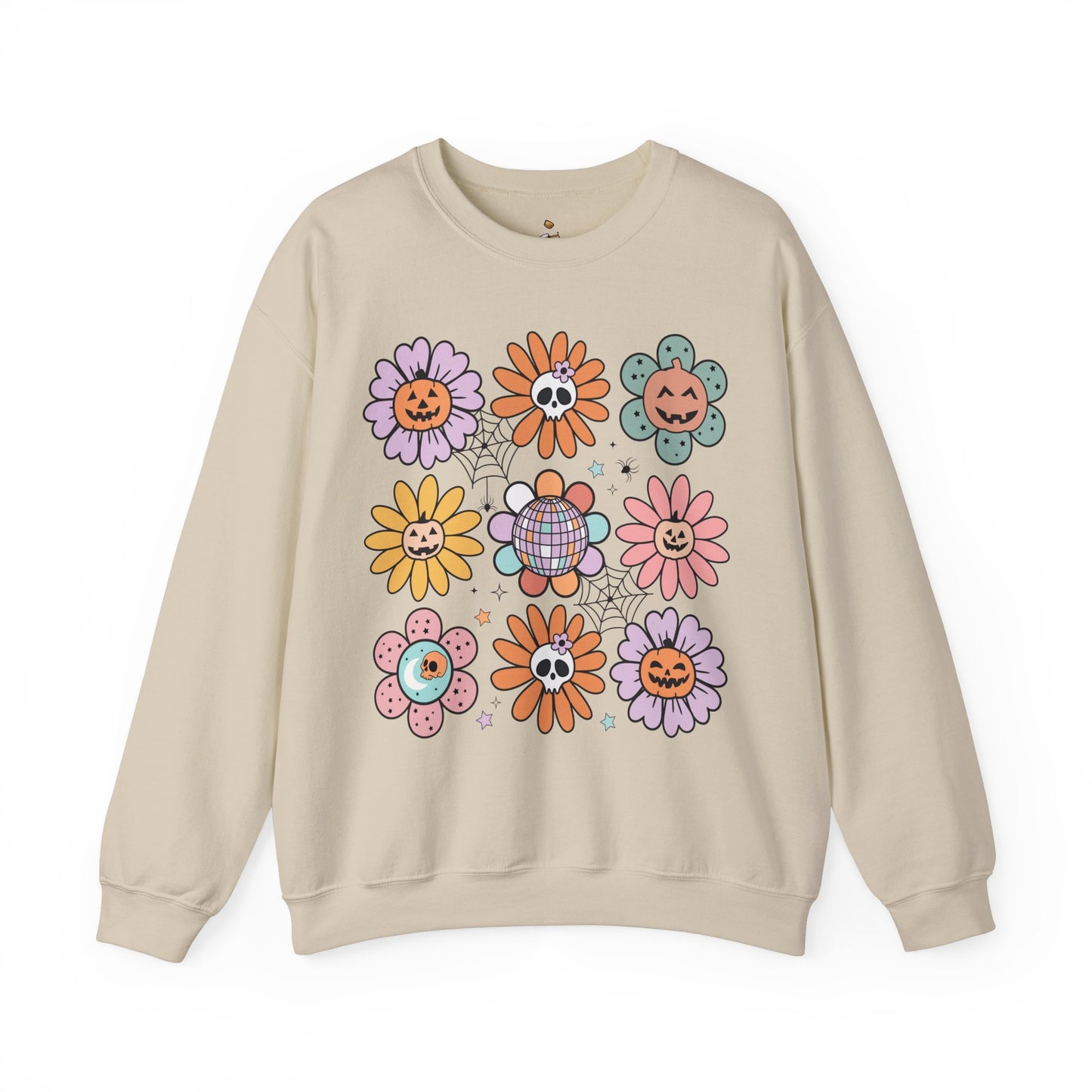 Retro Halloween Flowers - Unisex Heavy Blend™ Crewneck Sweatshirt