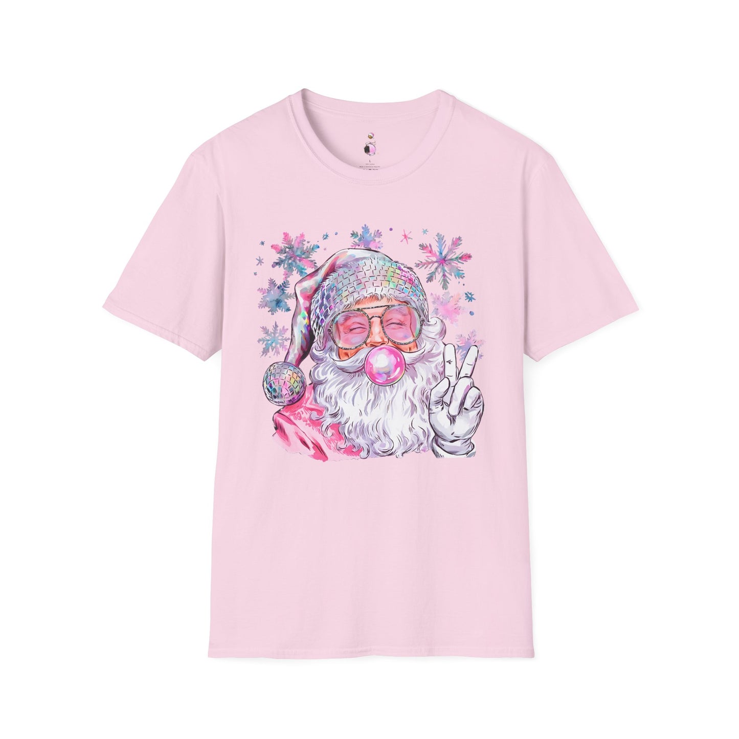 Pink Peace Sign Santa - Softstyle T-Shirt