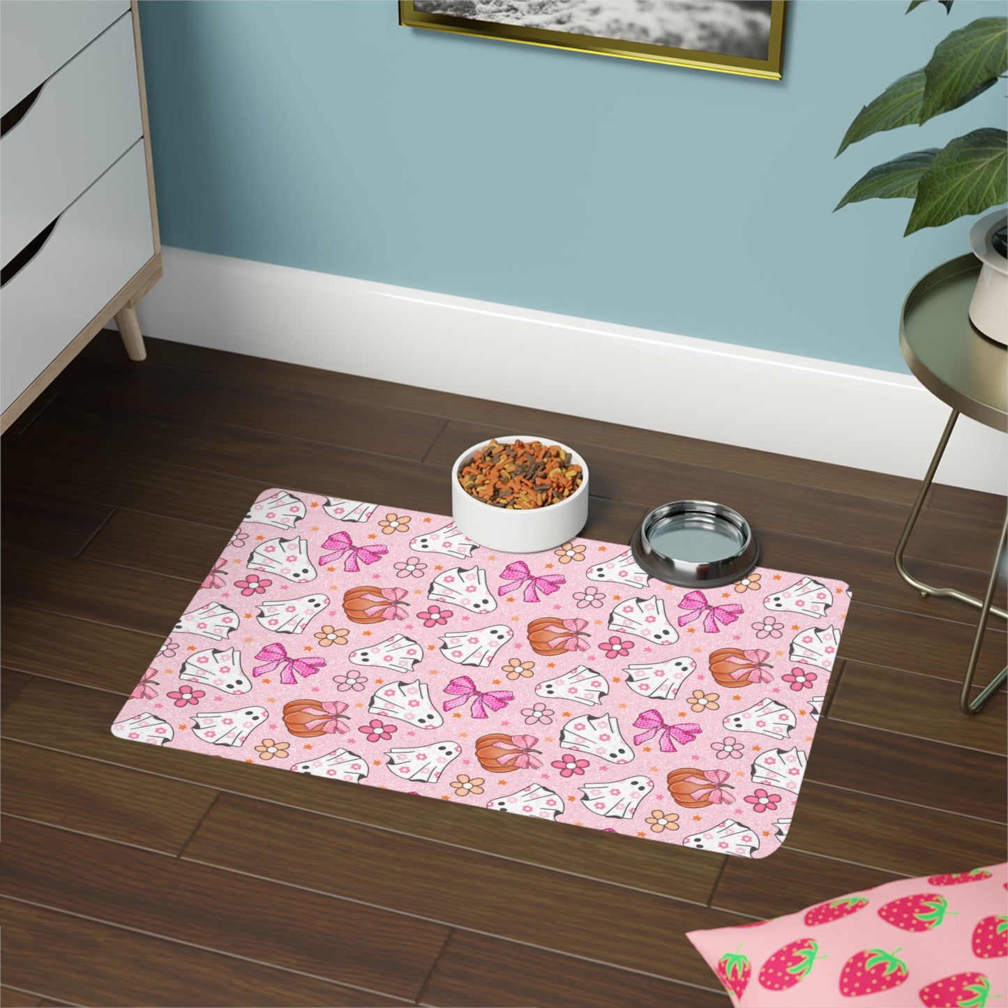 Pink Ghosts  - Pet Food Mat (12x18)