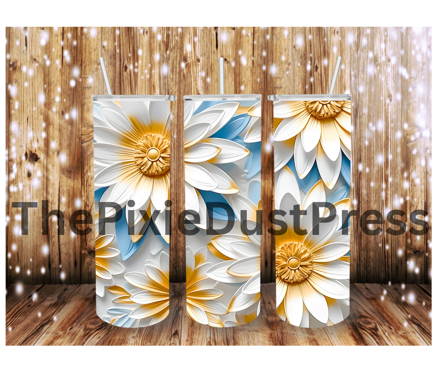 Blue & White Flowers  -  20 oz Tumbler