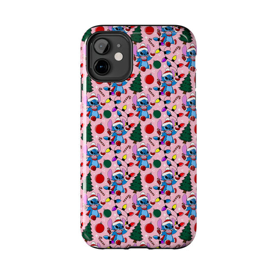 Pink Christmas Blue Alien -  Tough Phone Cases