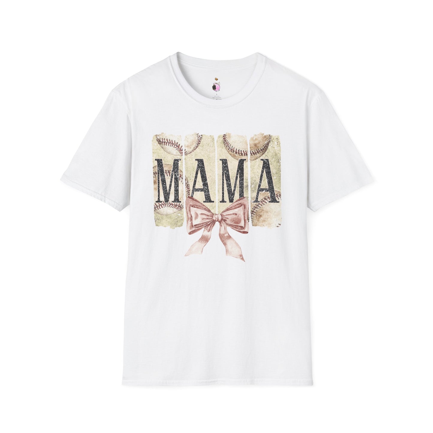 Baseball Mama Bow - Unisex Softstyle T-Shirt