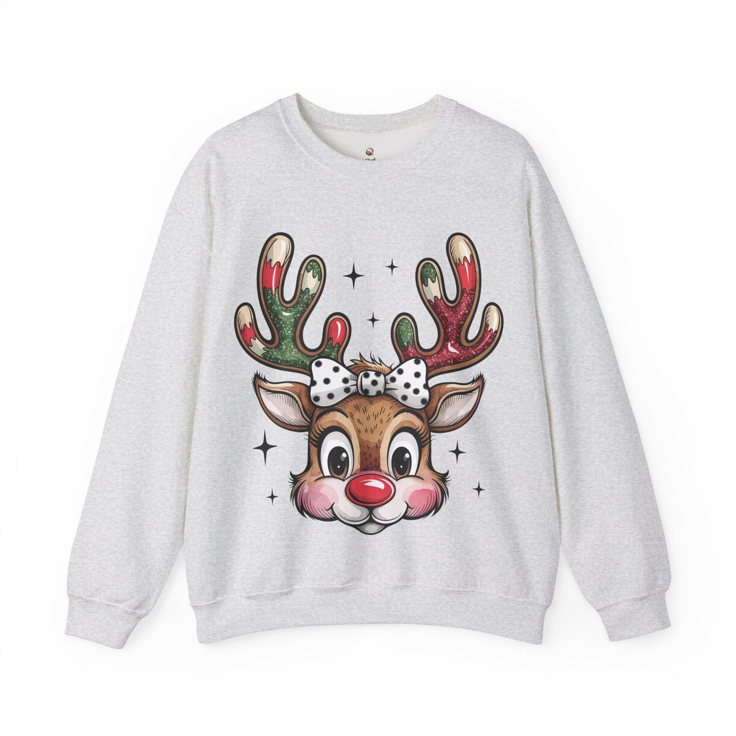 Rosy Cheeked Reindeer - Crewneck Christmas Sweatshirt