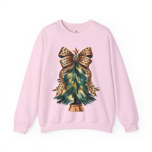 Cheetah Print Christmas Tree - Coquette - Crewneck Christmas Sweatshirt