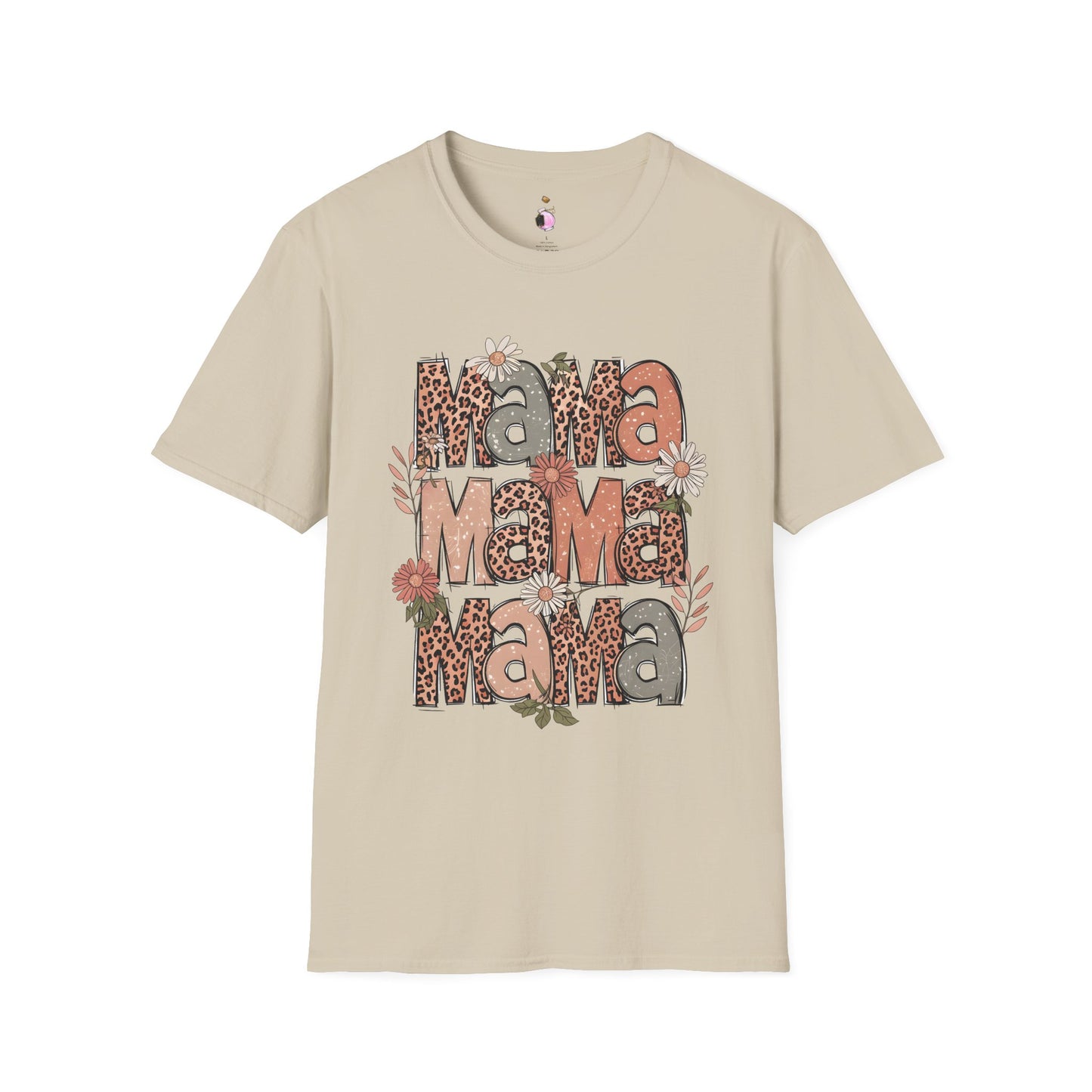 Mama Leopard Floral - Unisex Softstyle T-Shirt