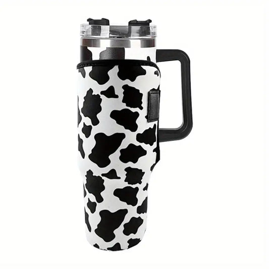 Cow Print Tumbler Water Bottle Zipper Pouch