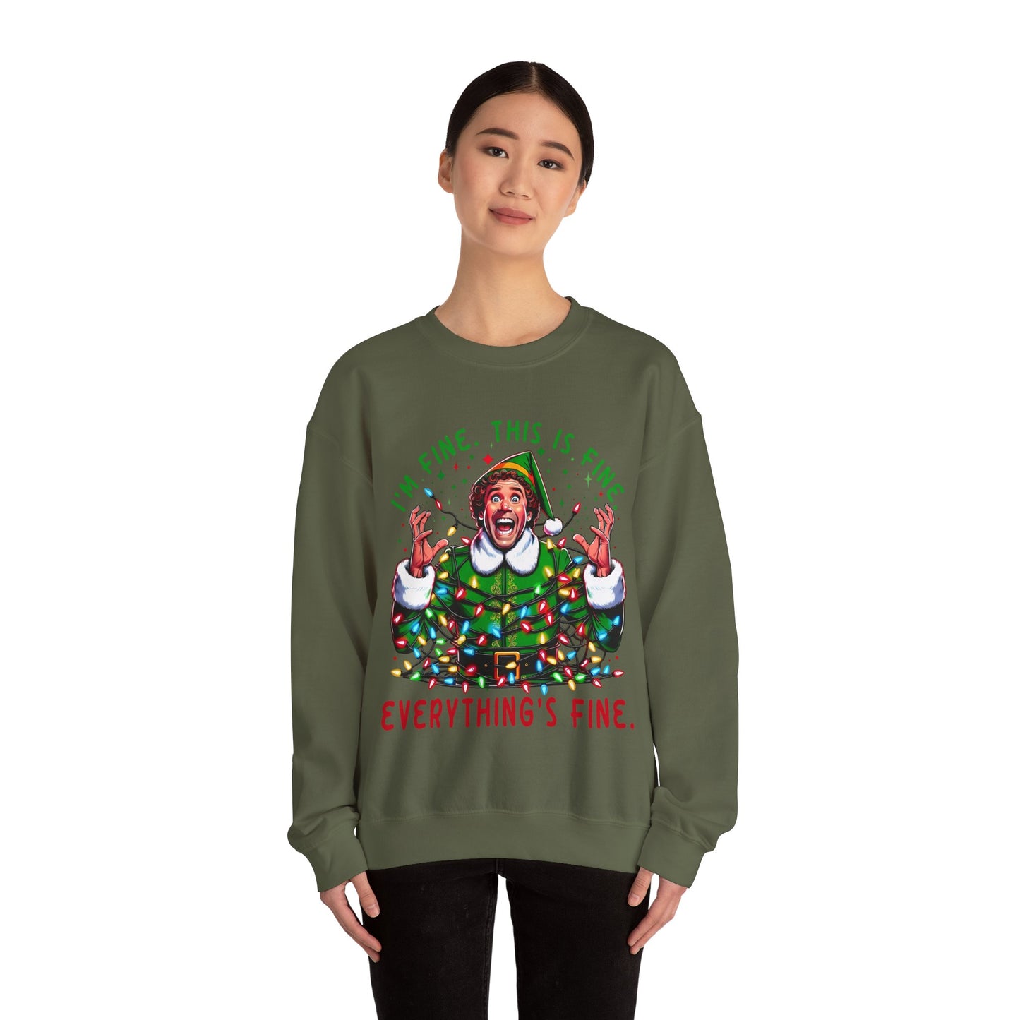 Everything is Fine Elf Christmas Sweatshirt