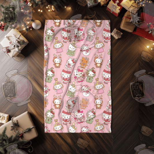 Christmas Kitty - Pink - Plush Christmas Blanket