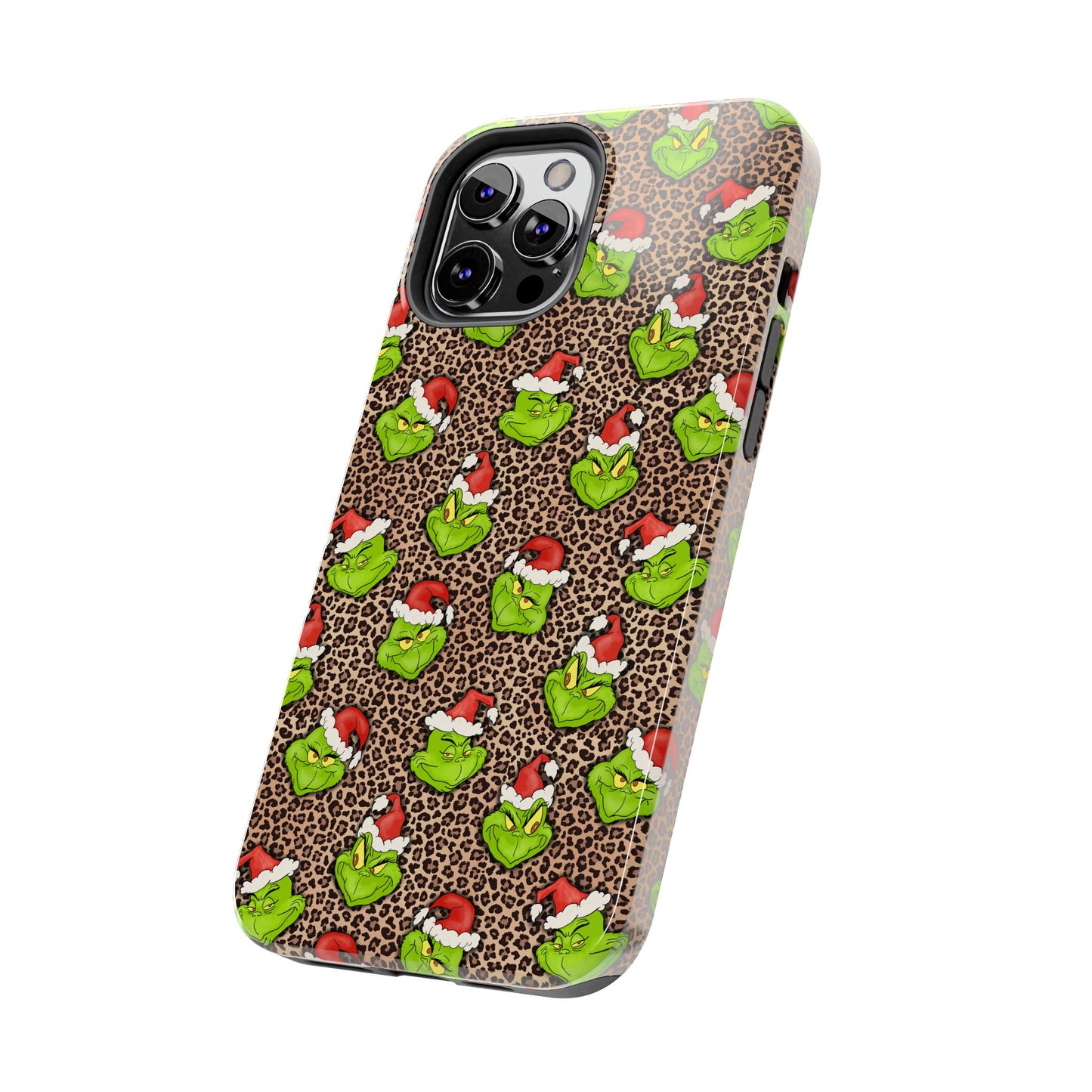 Leopard Print Green Christmas Grouch -  Tough Phone Cases