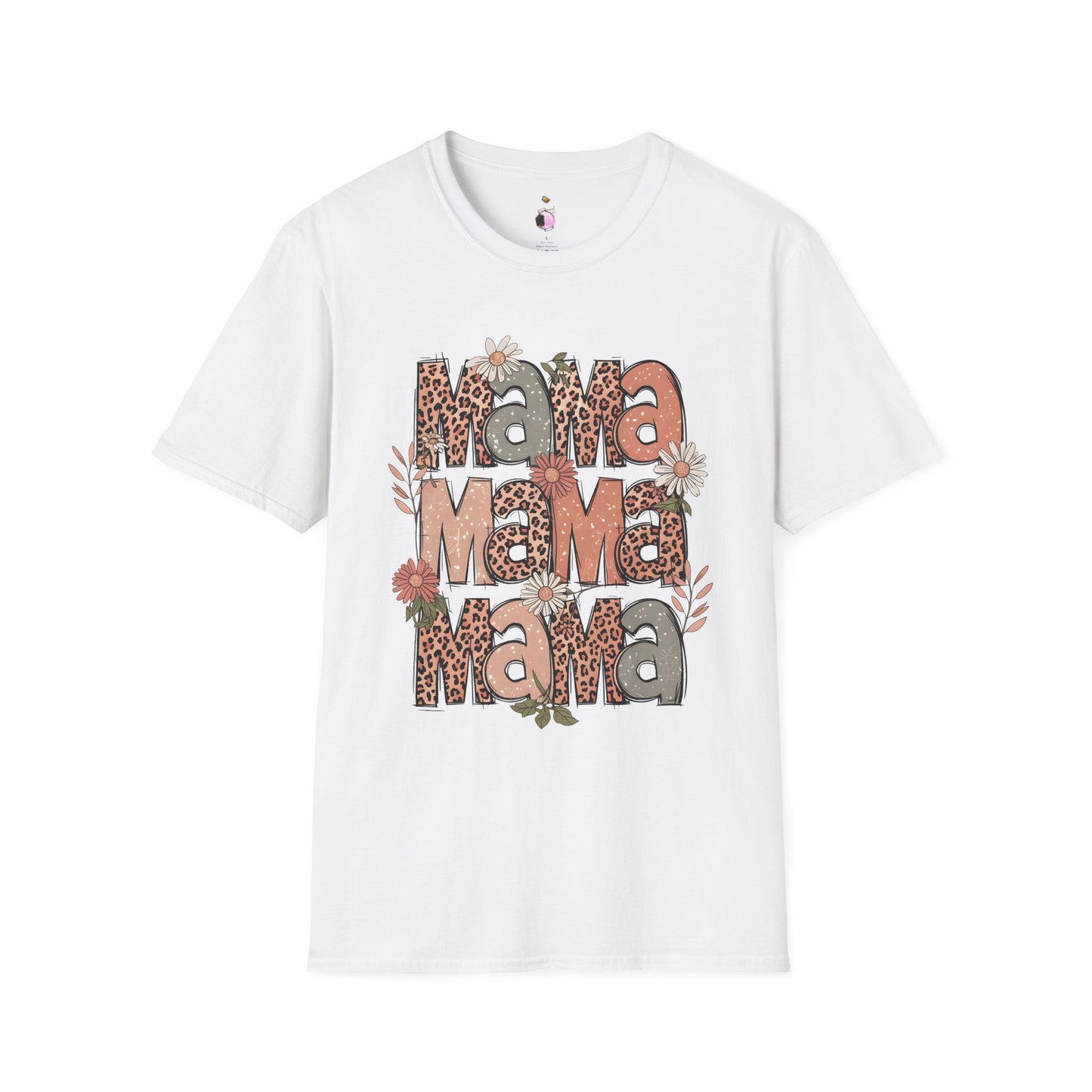 Mama Leopard Floral - Unisex Softstyle T-Shirt